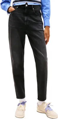 Produktbild von Tommy Jeans Damen Jeans Hose Mom Tapered Fit, Schwarz (Denim Black), 32W/34L