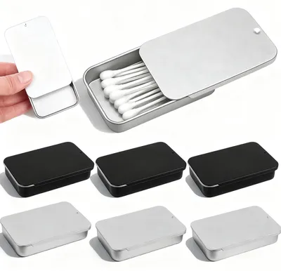 Produktbild von 6 kleine Metallboxen mit Schiebedeckel, langsamdrehende Mini-Aufbewahrungsboxen aus Metall für Süßigkeiten, Schlüssel und Ohrringe.