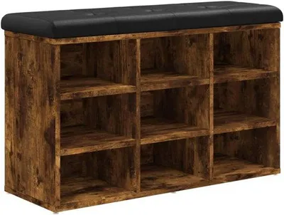 Image de Banc de rangement en bois pour chaussures, idéal pour l'entrée