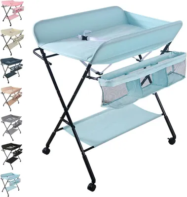 Produktbild von Wickeltisch - Wickeltisch Faltbar - Babypflege - In der Höhe verstellbar - 74 x 63 x 98 cm - Sky blue