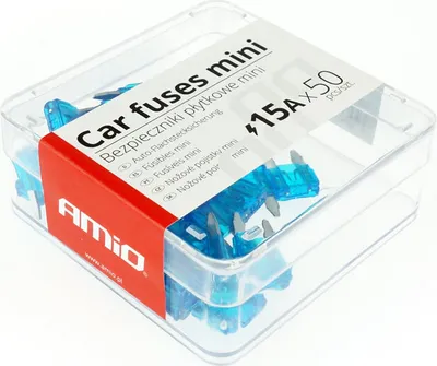 Immagine prodotto di Set di mini fusibili piatti 50 pezzi 15A per l'impianto elettrico dell'auto AMIO-02220