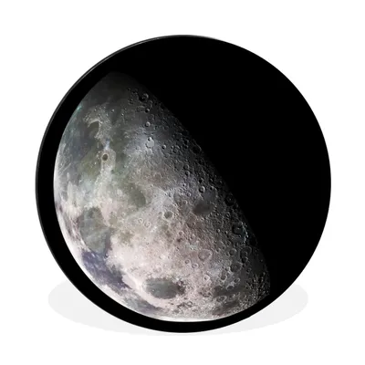 Produktbild von MuchoWow® Aluminium Wandkreis Mond - Erde - Schwarz Ø 30 cm Wanddeko Modern Wohnzimmer - Wand Bild - Wohnzimmer - Runde Bilder - Alubilder - Kunst für zu Hause - Aluminium - Wanddekoration