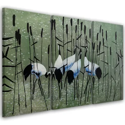 Produktbild von Triptychon auf leinwand tiere - grün 90x60 cm Feeby grün wandbild bereit zum aufhängen