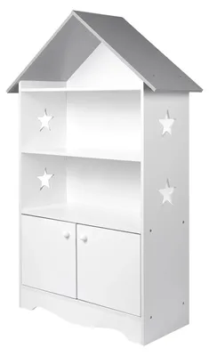 Image de Étagère pour livres pour enfants - Étagère avec porte - Bois - 1 à 5 compartiments - 62 x 27,2 x 115 cm - Rangement pour jouets - Blanc