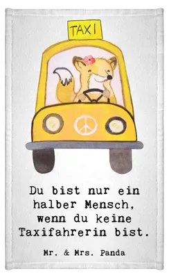 Produktbild von Mr. & Mrs. Panda Handtuch Taxifahrerin Herz - Weiß - Geschenk, Mini-Handtuch, Gästehandtuch 30x50, Gästetuch, Klein, gäste wc