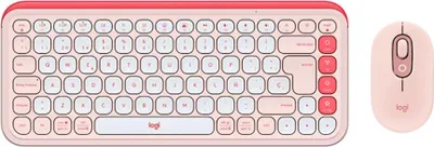 Produktbild von Logitech Pop Icon Combo, Mini, Kabellos, Bluetooth, QWERTY, Rose, Maus enthalten