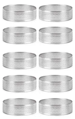 Image de Lot de 10 moules à gâteaux ronds en acier inoxydable, diamètre 7 cm
