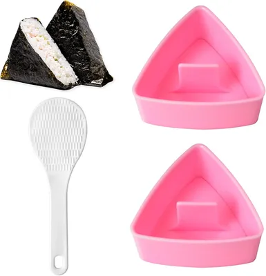 Produktbild von 2 Stück Dreieckige Onigiri Form, Sushi Maker, Rosa, Kunststoff | 136 ml, 3x9x8 cm, DIY-Sushi-Herstellungsset, Reisbällchen-Form, Küchenwerkzeug
