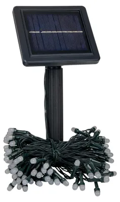 Produktbild von RGBW Solar-/Lichterkette "SEOUL" L: 12m - 1200 cm lang, im Modern Style, aus Kunststoff, schwarz, 100 LED – für den Außenbereich – RGB-Farbwechsler – Schiebeschalter
