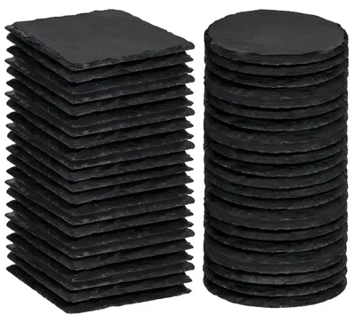 Produktbild von Schieferuntersetzer, langlebiges Material, rutschfestes Design, 24 Rund 24 Quadrat