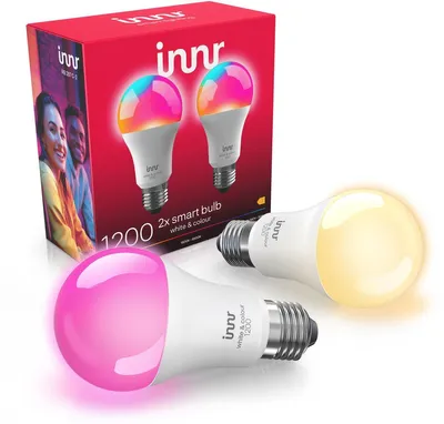 Productafbeelding van Innr Zigbee E27 LED lamp - geschikt voor Philips Hue - wit en gekleurd licht - geeft 50% meer licht - slimme lamp - dimbaar - 1210 lumen - 2-pack