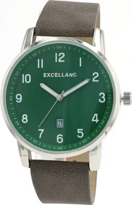 Produktbild von Excellanc Herrenuhr, Armband aus Kunstleder, Datumsanzeige, grau/ZB grün