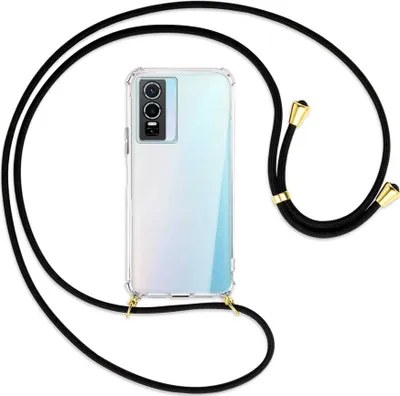 Produktbild von Handykette Backcover-Schutzhülle mit Band (Metall goldfarben) für vivo Y76 5G - schwarz