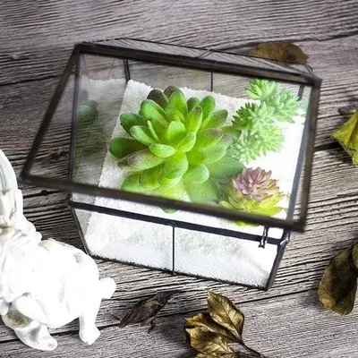 Produktbild von Pflanzgefäß aus Glas – Dekorativer Pflanzkübel – 1 Stück – 12,7 x 10,9 x 10,9 cm