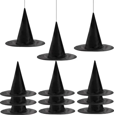 Obrázok produktu pre JOYIN 12 kusov Halloween čierny čarodejnícky klobúk dekorácie - Party Cosplay doplnky