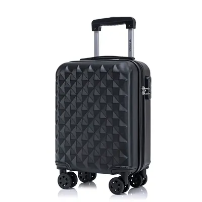 Produktbild von Koffer Trolley Reisekoffer Suitcase, Rollkoffer Handgepäck ,mit 4 Rollen360°, Hartschalenreisekoffer, Zahlenschloss, Weicher Gummigriff(S,Schwarz,)