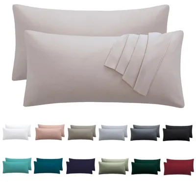 Immagine prodotto di Set di 2 federe per cuscini, 50x70 cm, colore beige, 100% microfibra