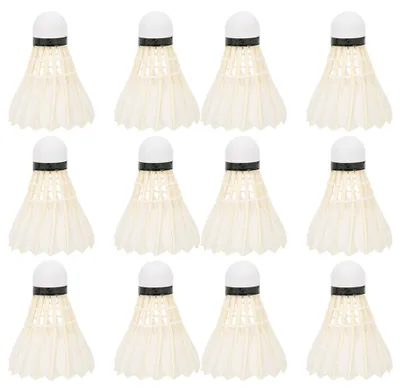 Produktbild von 12 Stück strapazierfähige Badminton-Federbälle mit Gänsefedern, ideal für Sporttraining und Übungen