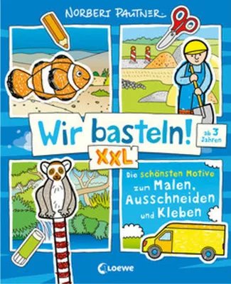 Obrázok produktu pre Wir basteln! XXL - Die schönsten Motive zum Malen, Ausschneiden und Kleben (blau)