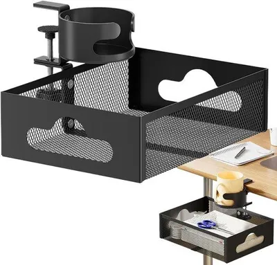 Image de Organisateur de poste de travail - Fixation sans perçage - 8,9 x 21,4 cm - Noir
