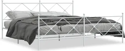 Obrázek produktu pro Postel s čelem a nohou kovová bílá 193x203 cm