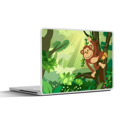 Produktbild von MuchoWow® Laptop Aufkleber Sticker Cover Affe - Dschungel - Jungen - Mädchen - Blumen - Kinder 36.5x27.5 cm - Laptop-Sticker