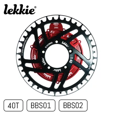 Obrázek produktu pro windmeile | Lekkie Bling Ring Set, 40T, černá-červená, pro Bafang BBS01 a BBS02, převodník, kryt motoru, distanční vložky, e-bike, pedelec