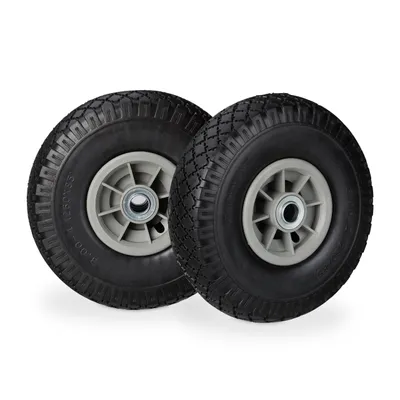 Obrázek produktu pro 4 ks koleček na ruční vozík, pneumatiky z plné gumy odolné proti defektům, 3,00–4 palce, osa 20 mm, nosnost až 80 kg, náhradní kolečko 260 × 85 mm, černá-šedá
