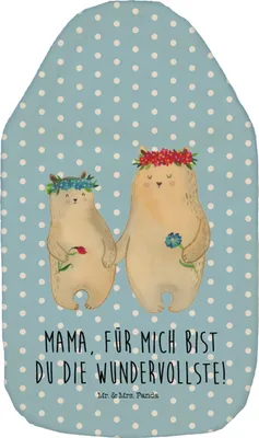 Produktbild von Mr. & Mrs. Panda Wärmflasche Bären mit Blumenkranz - Blau Pastell - Geschenk, gummi, Wärmflaschen, Kinder, Muttertag, Mama, Familie, naturkautschuk, Wärmekissen