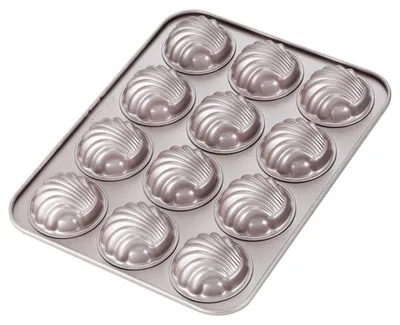 Zdjęcie produktu dla Forma do muffinek "Madeleine", 12 komór, nieprzywierająca, okrągła, kolor złoty