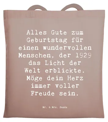 Produktbild von Mr. & Mrs. Panda Stoffbeutel Spruch 1929 Geburtstag - Braun Pastell - Geschenk, Geburtsjahr Feier, Geburtstagsgeschenk, Happy Birthday, Jutebeutel, Geburtstagswünsche