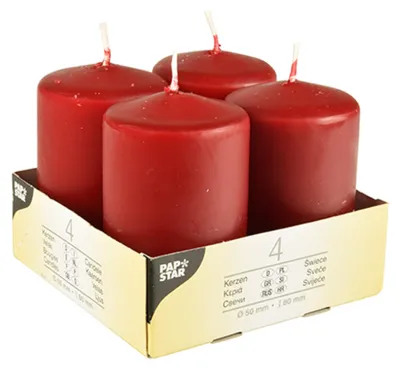 Produktbild von 4 Stumpenkerzen Ø 50 mm · 80 mm bordeaux