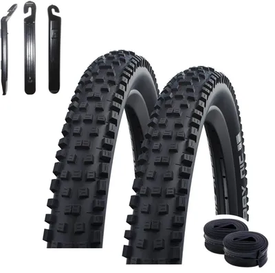 Obrázek produktu pro 2x pláště Schwalbe Nobby Nic Addix Performance E-50 pro elektrokolo, rozměr 29 x 2,25 (57-622), barva černá + 2x duše Schwalbe AV19 včetně páčidel na pláště