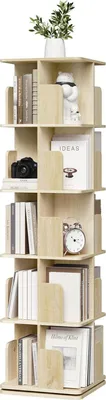 Produktbild von EUGAD drehbares Bücherregal, offener Bücherschrank mit 5 Ebenen, 360° Drehregal Standregal, 40x155x40 cm, Hell Eiche