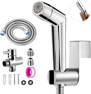 Produktbild von Famanu Handbidet-Sprühset mit zwei Funktionen - einfache Installation - silber