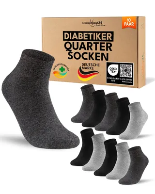 Produktbild von Diabetikersocken Herren Damen kurz ohne Einschneiden - 70218T Hellgrau Dunkelgrau Schwarz 43-46 10 Paar