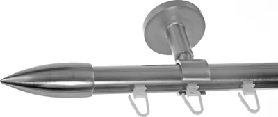 Produktbild von Innenlauf Gardinenstange Edelstahl Look 20mm Deckenträger Deckenbefestigung 1-läufig Spitze, Länge wählbar D30 E82
