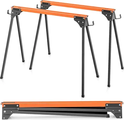 Produktbild von GOPLUS 2er Set Sägebock klappbar, Arbeitsbock aus Metall bis 500 kg, Werkbock Gerüstbock Sägepferd für Schneiden, Sägen, DIY-Aufgaben