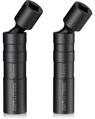 Produktbild von Zündkerzenschlüssel Set 14mm & 16mm Magnet Zwölfkant Cr-V Stahl 3/8" Antrieb Flexibel Gelenk 2 Stück