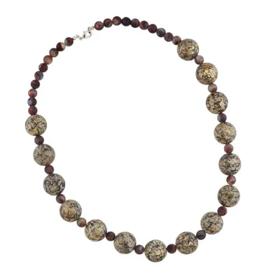 Produktbild von Kette 18mm Perle Kunststoff beige-braun-gold gesprenkelt 55cm