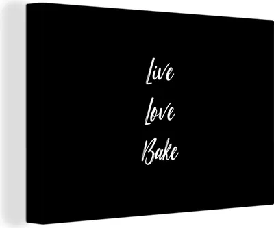 Produktbild von OneMillionCanvasses® - Leinwandbilder - 150x100 cm, Zitate - Kochen - Leben Liebe Backen - Sprichwörter - Backen, Wandbilder Kunstdruck Wanddekoration - Foto auf Leinwand - Gemälde