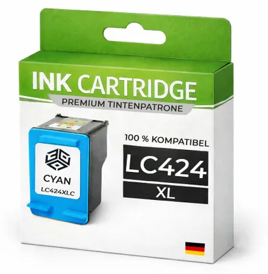 Produktbild von Tintenpatrone LC424C Cyan für Brother LC424C Premium Alternative für Brother DCP-J1200W, DCP-J1200WE