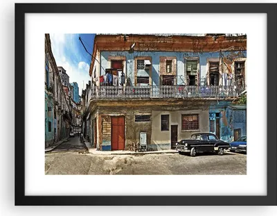 Produktbild von Gerahmtes Poster - Schwarzer Rahmen - Kuba Havanna Balkon - 40x30 cm - Wand Bild - Wanddeko - Wandbilder - Kunstposter - Wandposter - Bilderrahmen - Bilder - Kunstdruck - Wandbild - P2BAA40x30-4255