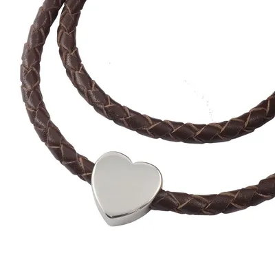 Produktbild von Lederkette geflochten Leder-Band Halskette mit Anhänger Damen Kette 3 mm Braun, Länge:22 Zentimeter
