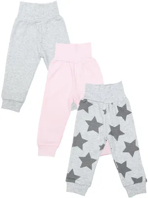 Productafbeelding van TupTam Baby meisjes, lange leggings, 3-delige set, kleur: grijs_roze_sterren, maat: 56