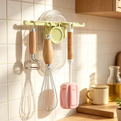 Image de Crochets de cuisine réglables pour ustensiles, supports extensibles pour chambres, salles de bains et placards