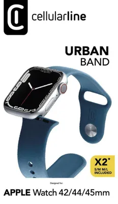 Produktbild von Cellularline Urban Band - Apple Watch 42/44/45/49 mm, Band, Smartwatch, Blau, Apple, Watch 42/44 mm, Silikon