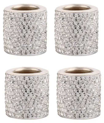 Productafbeelding van Hoofdsteun Kraag - 4x Witte Hoofdsteun Ringen - Kristal Strass Decoratie - Auto Interieur - Bling Bling - Geschikt voor SUV/Vrachtwagen - Autoaccessoires