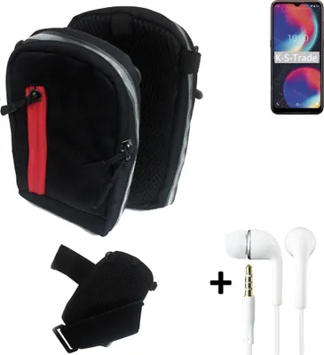 Produktbild von K-S-Trade Outdoor Gürteltasche Holster Umhängetasche + Kopfhörer kompatibel mit Wiko View 4 schwarz Handy Tasche Case travelbag Schutzhülle