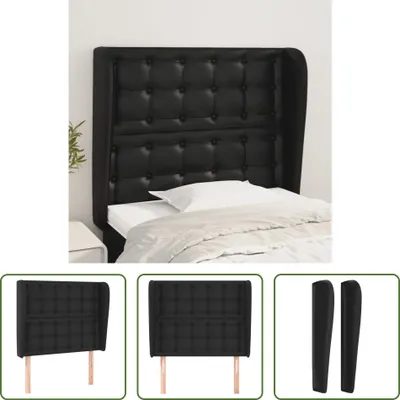 Produktbild von The Living Store Kopfteil mit Ohren Schwarz 93x23x118/128 cm Kunstleder